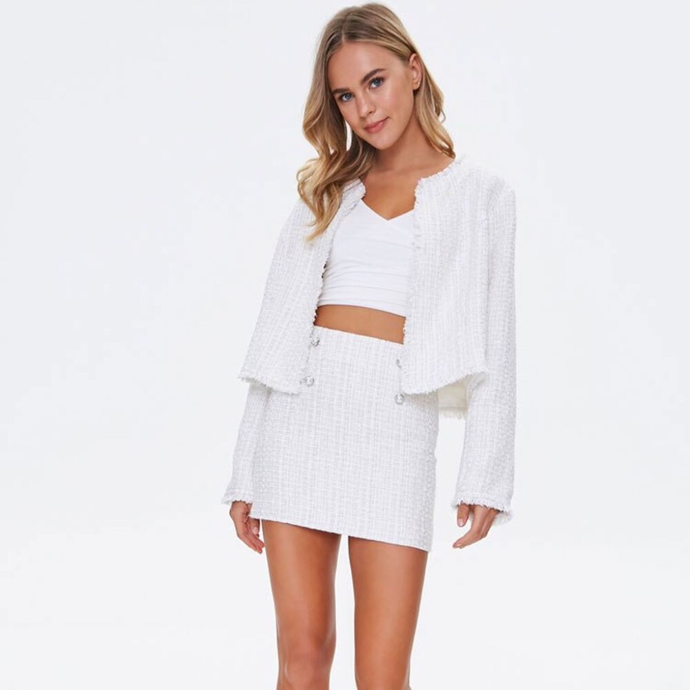 Distressed tweed blazer